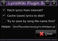 Lyricwiki Plugin Options Screen